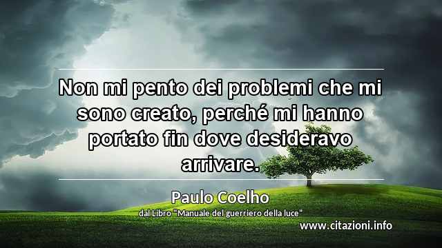 “Non mi pento dei problemi che mi sono creato, perché mi hanno portato fin dove desideravo arrivare.”