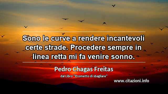 “Sono le curve a rendere incantevoli certe strade. Procedere sempre in linea retta mi fa venire sonno.”
