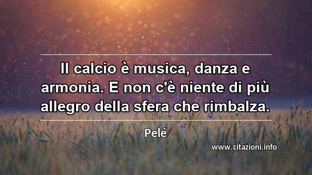 “Il calcio è musica, danza e armonia. E non c'è niente di più allegro della sfera che rimbalza.”
