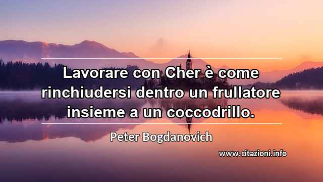 “Lavorare con Cher è come rinchiudersi dentro un frullatore insieme a un coccodrillo.”