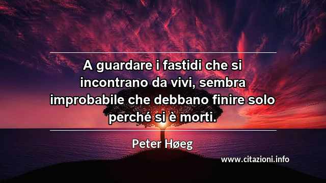 “A guardare i fastidi che si incontrano da vivi, sembra improbabile che debbano finire solo perché si è morti.”