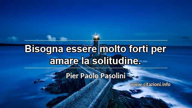 “Bisogna essere molto forti per amare la solitudine.”