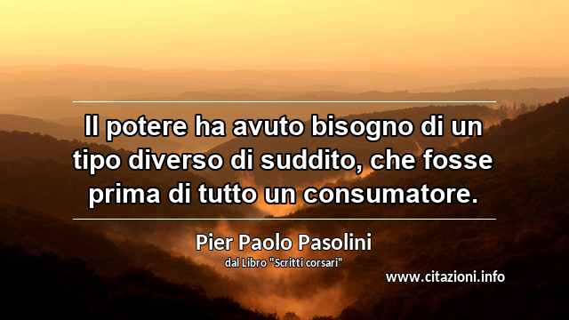 “Il potere ha avuto bisogno di un tipo diverso di suddito, che fosse prima di tutto un consumatore.”