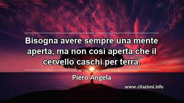 “Bisogna avere sempre una mente aperta, ma non così aperta che il cervello caschi per terra.”