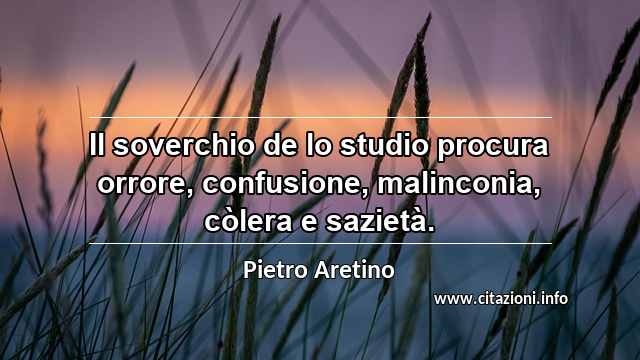 “Il soverchio de lo studio procura orrore, confusione, malinconia, còlera e sazietà.”