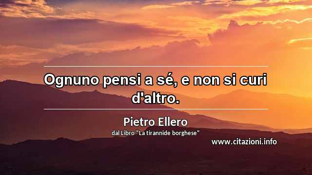 “Ognuno pensi a sé, e non si curi d'altro.”