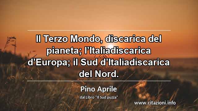 “Il Terzo Mondo, discarica del pianeta; l’Italiadiscarica d’Europa; il Sud d’Italiadiscarica del Nord.”