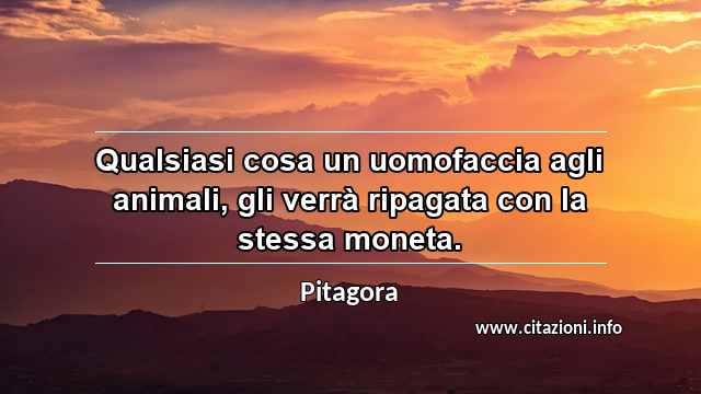 “Qualsiasi cosa un uomofaccia agli animali, gli verrà ripagata con la stessa moneta.”