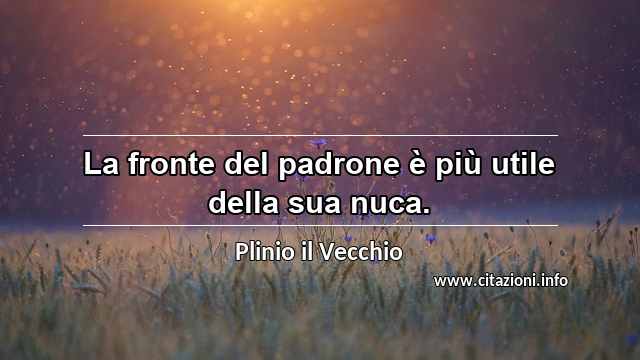 “La fronte del padrone è più utile della sua nuca.”