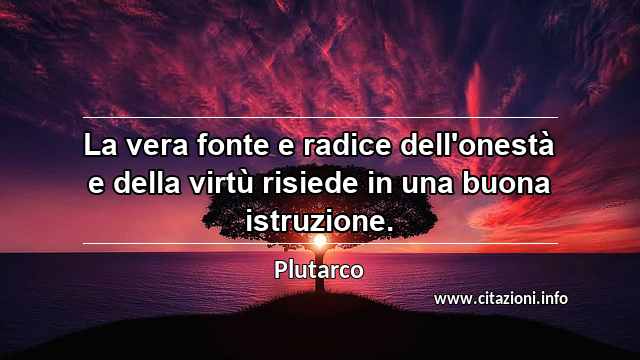 “La vera fonte e radice dell'onestà e della virtù risiede in una buona istruzione.”