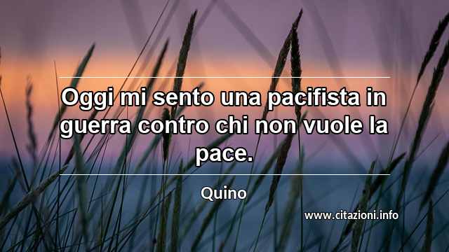 “Oggi mi sento una pacifista in guerra contro chi non vuole la pace.”
