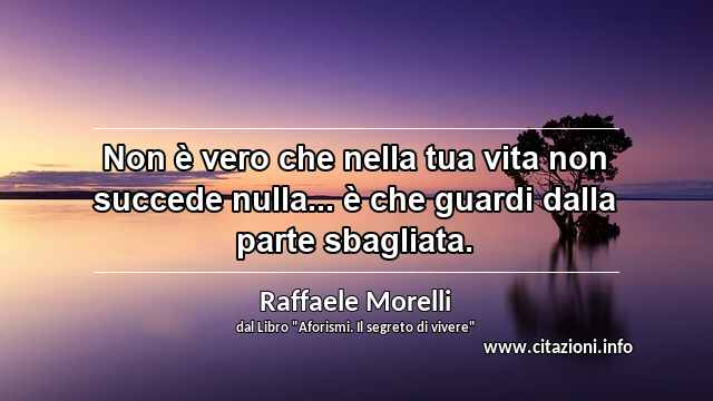 “Non è vero che nella tua vita non succede nulla... è che guardi dalla parte sbagliata.”
