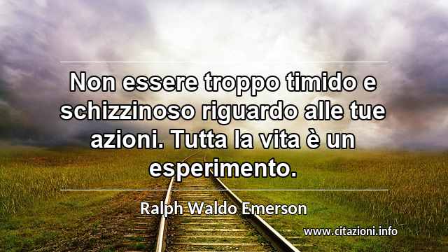 “Non essere troppo timido e schizzinoso riguardo alle tue azioni. Tutta la vita è un esperimento.”