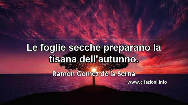 “Le foglie secche preparano la tisana dell'autunno.”