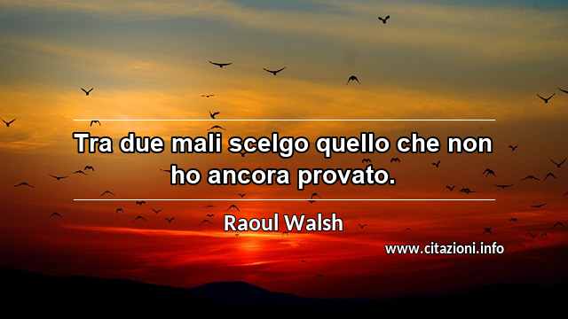 “Tra due mali scelgo quello che non ho ancora provato.”