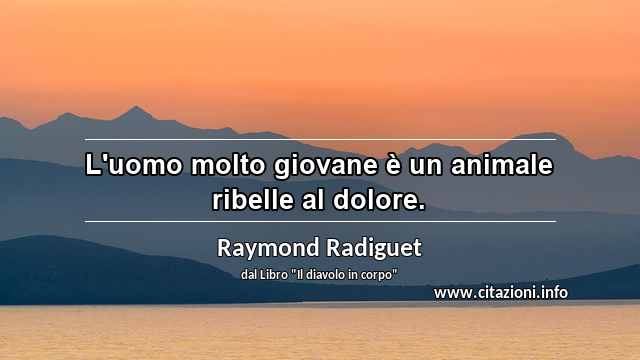 “L'uomo molto giovane è un animale ribelle al dolore.”
