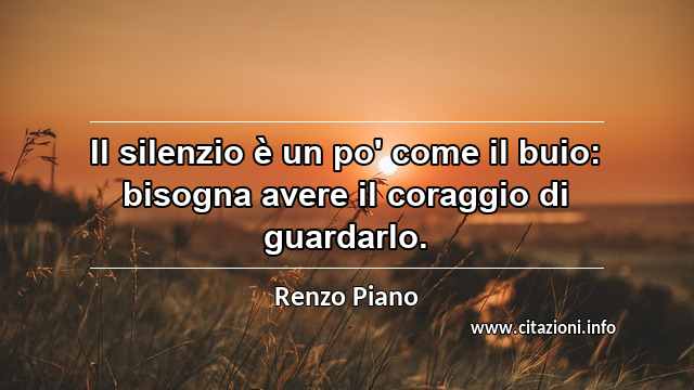 “Il silenzio è un po' come il buio: bisogna avere il coraggio di guardarlo.”