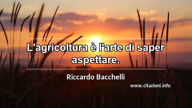 “L'agricoltura è l'arte di saper aspettare.”