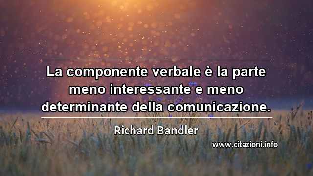 “La componente verbale è la parte meno interessante e meno determinante della comunicazione.”