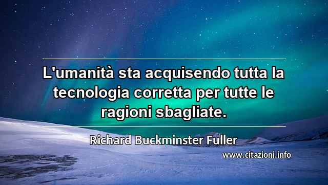 “L'umanità sta acquisendo tutta la tecnologia corretta per tutte le ragioni sbagliate.”