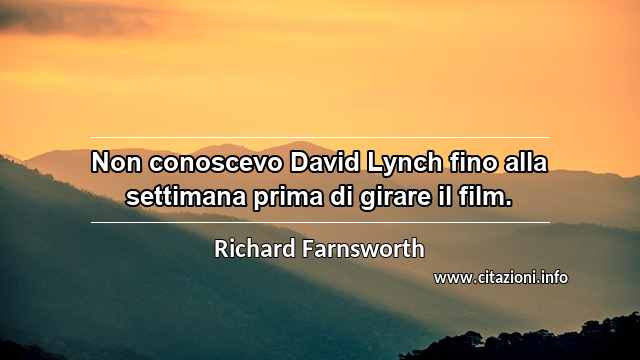 “Non conoscevo David Lynch fino alla settimana prima di girare il film.”