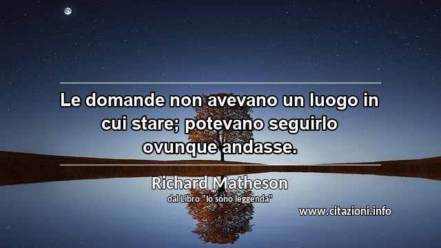 “Le domande non avevano un luogo in cui stare; potevano seguirlo ovunque andasse.”