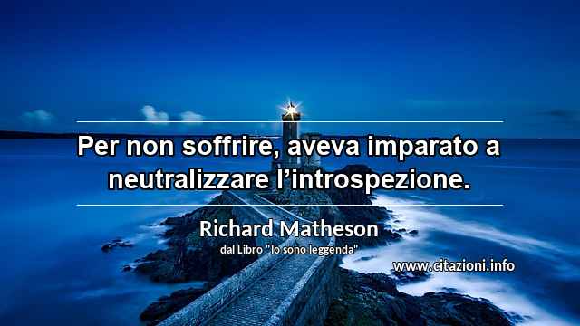“Per non soffrire, aveva imparato a neutralizzare l’introspezione.”