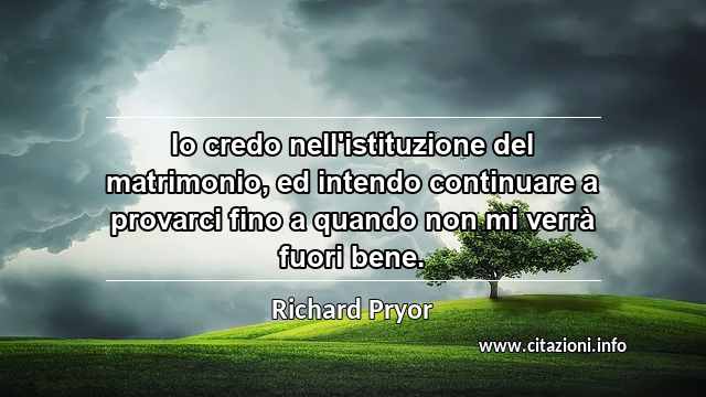 “Io credo nell'istituzione del matrimonio, ed intendo continuare a provarci fino a quando non mi verrà fuori bene.”