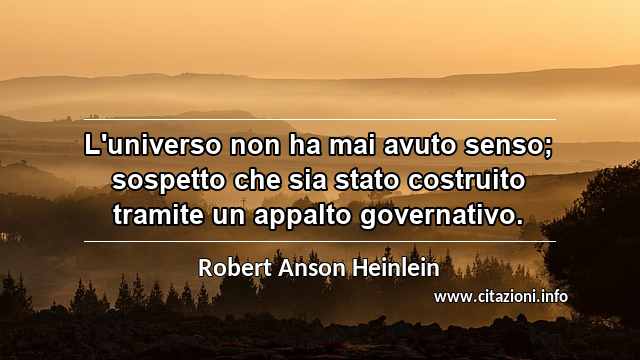 “L'universo non ha mai avuto senso; sospetto che sia stato costruito tramite un appalto governativo.”