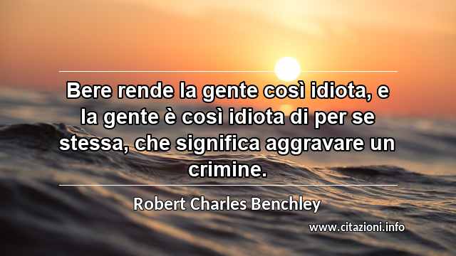 “Bere rende la gente così idiota, e la gente è così idiota di per se stessa, che significa aggravare un crimine.”