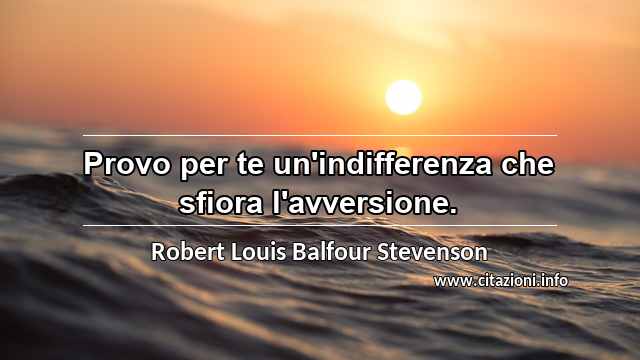 “Provo per te un'indifferenza che sfiora l'avversione.”