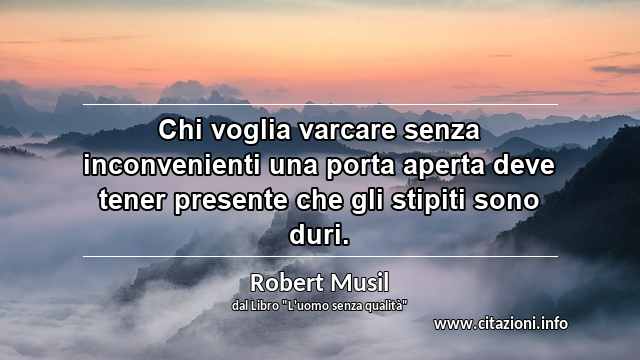“Chi voglia varcare senza inconvenienti una porta aperta deve tener presente che gli stipiti sono duri.”