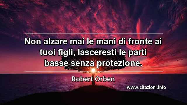 “Non alzare mai le mani di fronte ai tuoi figli, lasceresti le parti basse senza protezione.”