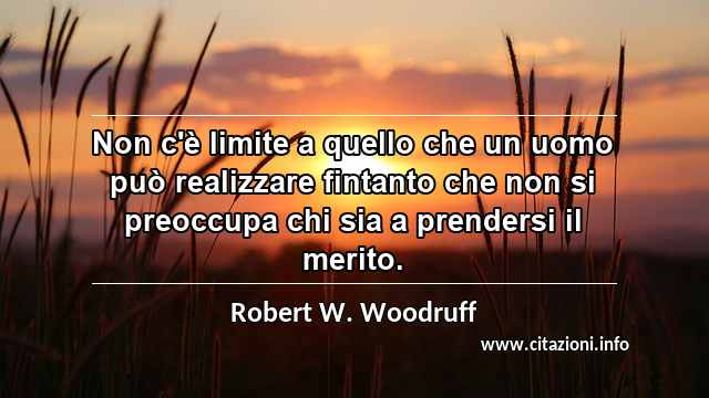 “Non c'è limite a quello che un uomo può realizzare fintanto che non si preoccupa chi sia a prendersi il merito.”