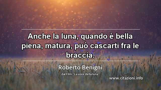 “Anche la luna, quando è bella piena, matura, può cascarti fra le braccia.”