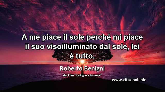 “A me piace il sole perché mi piace il suo visoilluminato dal sole, lei è tutto.”