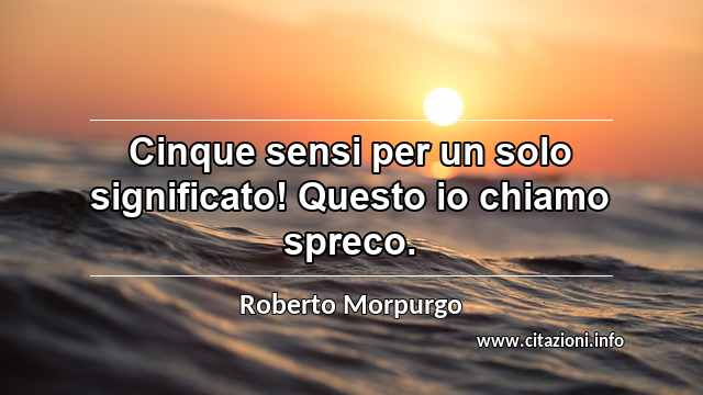 “Cinque sensi per un solo significato! Questo io chiamo spreco.”