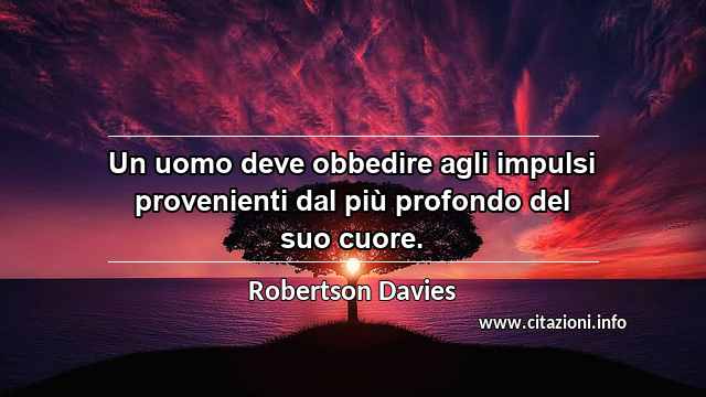 “Un uomo deve obbedire agli impulsi provenienti dal più profondo del suo cuore.”