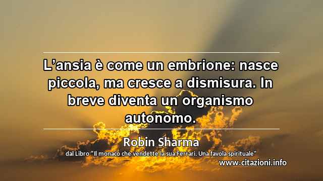“L’ansia è come un embrione: nasce piccola, ma cresce a dismisura. In breve diventa un organismo autonomo.”