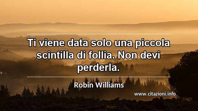 “Ti viene data solo una piccola scintilla di follia. Non devi perderla.”