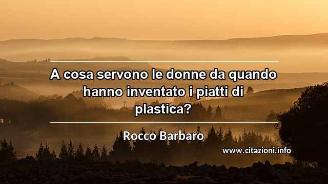 “A cosa servono le donne da quando hanno inventato i piatti di plastica?”