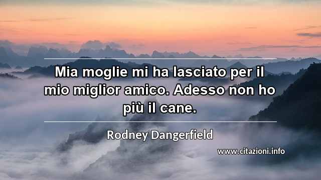 “Mia moglie mi ha lasciato per il mio miglior amico. Adesso non ho più il cane.”