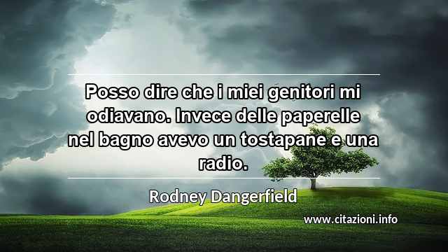 “Posso dire che i miei genitori mi odiavano. Invece delle paperelle nel bagno avevo un tostapane e una radio.”