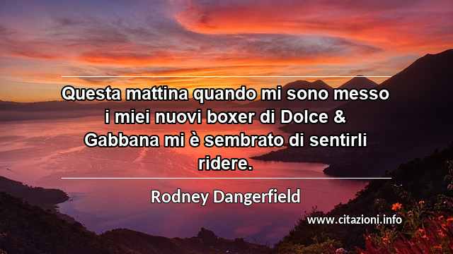 “Questa mattina quando mi sono messo i miei nuovi boxer di Dolce & Gabbana mi è sembrato di sentirli ridere.”