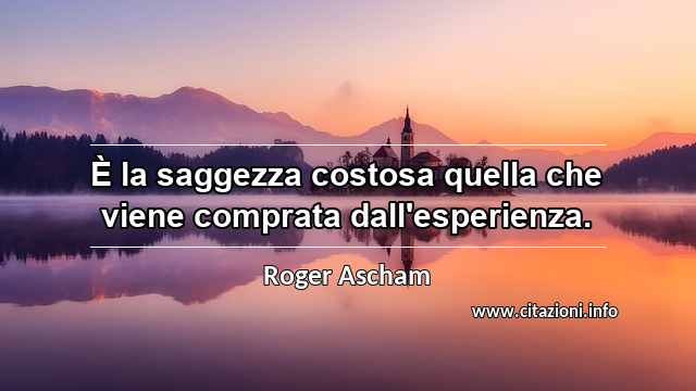 “È la saggezza costosa quella che viene comprata dall'esperienza.”