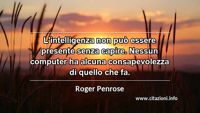 “L'intelligenza non può essere presente senza capire. Nessun computer ha alcuna consapevolezza di quello che fa.”