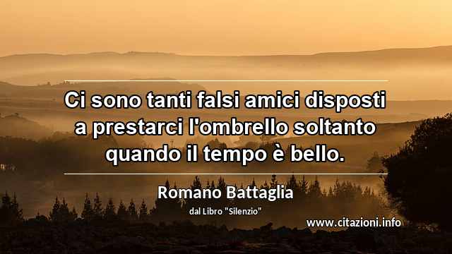 “Ci sono tanti falsi amici disposti a prestarci l'ombrello soltanto quando il tempo è bello.”