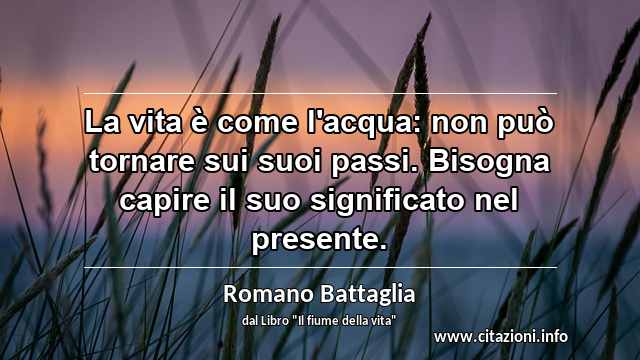 “La vita è come l'acqua: non può tornare sui suoi passi. Bisogna capire il suo significato nel presente.”