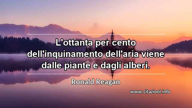 “L'ottanta per cento dell'inquinamento dell'aria viene dalle piante e dagli alberi.”
