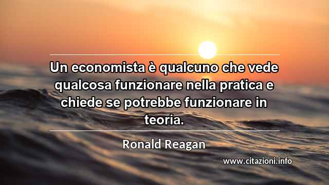 “Un economista è qualcuno che vede qualcosa funzionare nella pratica e chiede se potrebbe funzionare in teoria.”